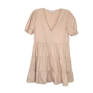 En Saison Madison  Blush Cotton Babydoll Tiered Flirty Peasant Feminine Dress XS